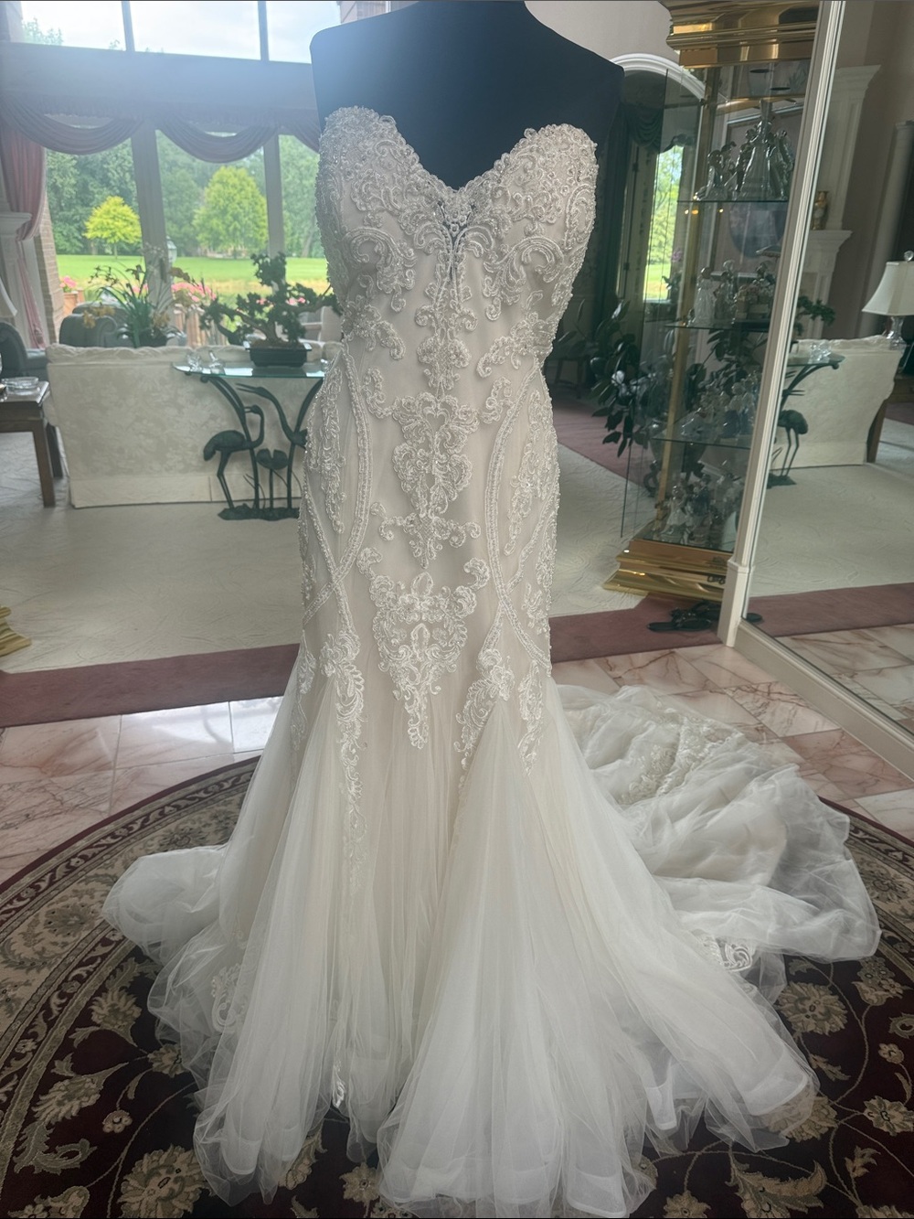 Maggie Sottero Quincy Strapless Beaded Lace Mermaid Wedding Dress - Ivory sz. 20